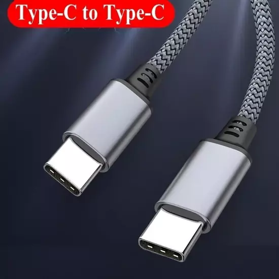 60W USB C to C Cable Fast Charge PD Nylon Cord 3/6/10FT for iPhone15 Samsung lot