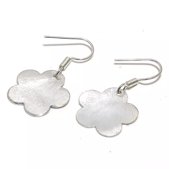 Ethnic Designer Plain Silver Plated Gift For Bestie Drop/Dangle Earrings 1.4"