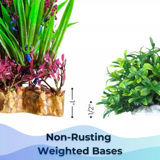 4 Pack Aquarium Plants with Non-Rusting Bases – Non-Toxic and Vibrant Colors – I