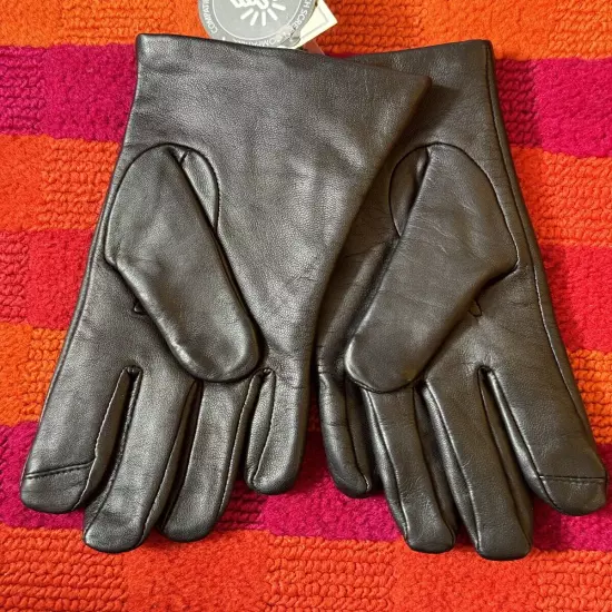 Fownes Bros Touch point Fleece Lined Leather Smart Black Gloves New Large