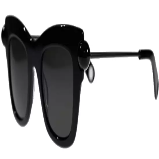 $540 Christopher Kane Cat Eye Sunglasses Black Grey Lens Sleek Polished Bold NWT