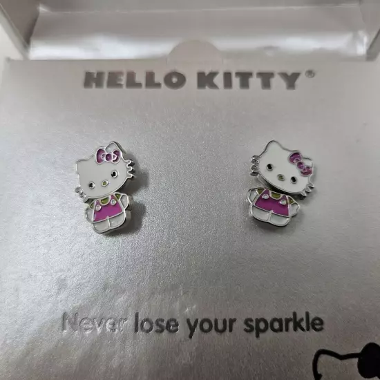 NEW Hello kitty Fine Silver Plated Cute Stud Earrings