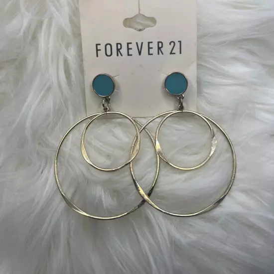 Forever 21 Double Gold-tone Hoop Pierced Earrings 2 inch NEW