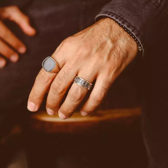 Natural Black Onyx Mens Ring, 925 Solid Sterling Silver, Best Gift For Father