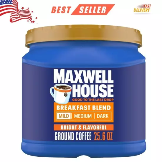 Maxwell House Light Roast Breakfast Blend Ground Coffee, 25.6 oz. Canister