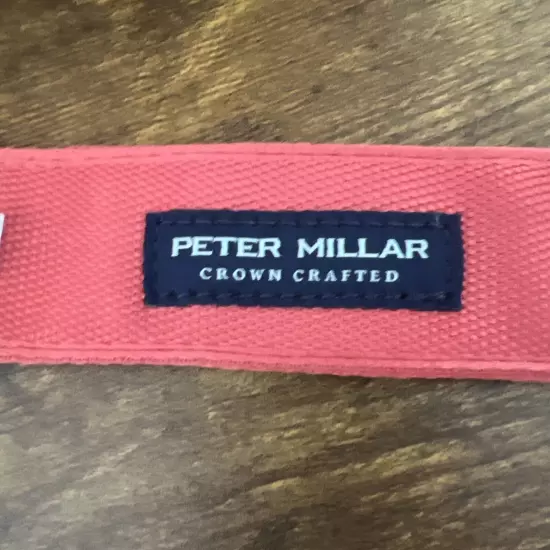 Peter Millar Belt Men's L Coral Salmon Ribbon Crown Crafted O-RIng Buckle $90