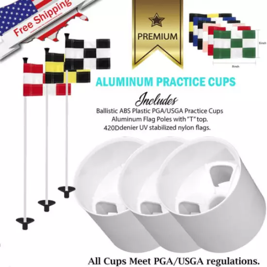 Premium Golf Flagstick Putting Green Golf Pin Flags Aluminum Hole Cup Set 