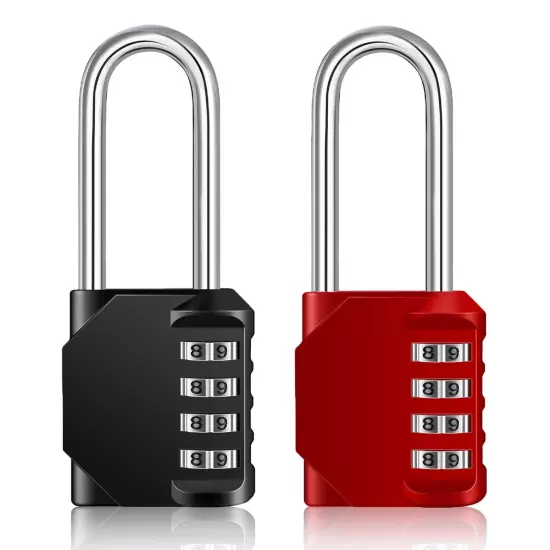 Padlock 2 Pack, 2.2 Inch Long Shackle Combination Lock, 4 Digit Outdoor Water...