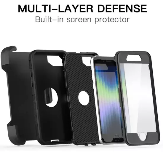 Shockproof Case For iPhone 6 7 8 Plus SE 2 3 Rugged Clip Cover Screen Protector