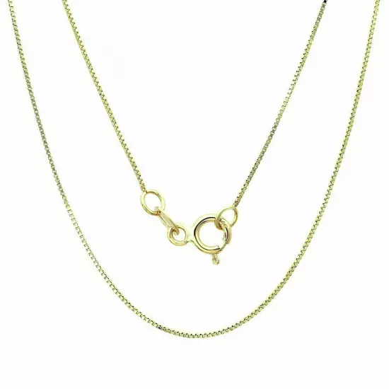 14K Solid Yellow Gold Box Necklace Real Gold Chain 16" 18" 20" 22" 24" 26" 30" 