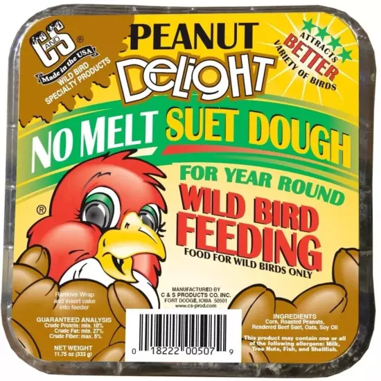 C&S Peanut Delight Value Pack, 8 Suet Cakes, Fresh Wild Bird Food,