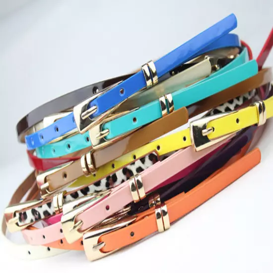 Fashion Women Lady Girl Skinny Waist Belt Thin Leather Narrow Waistband