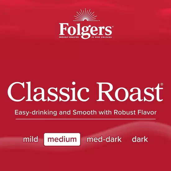 Folgers Classic Roast Ground Coffee, Medium Roast, 40.3-Ounce Canister