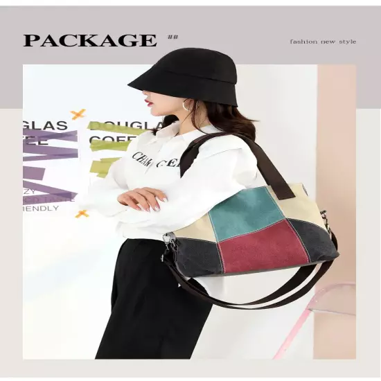 Women's Bag Canvas Bag Women's Patchwork Bag Shoulder Handbag