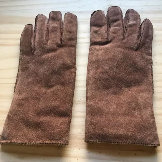 Vintage 1990s Thinsulate WPL8931 Women's L Winter Weather Suede Gloves Brown