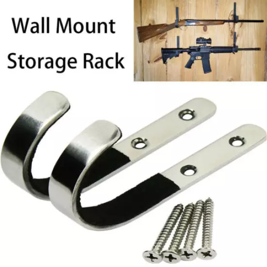 2 pair Gun Rack Shotgun Hook Rifle Bow Hangers Felt Lined Wall Mount Storage