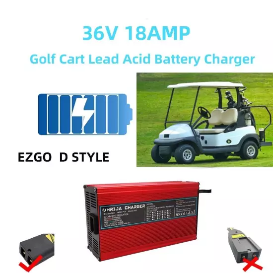 36 Volt 18 Amp Golf Cart Battery Charger with D Plug for EzGo Club Car TXT RED