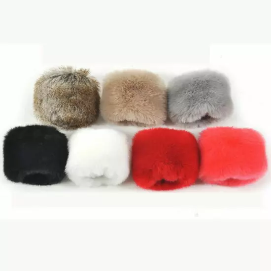 Chic Winter Warm Women Faux Fur Fluffy Elastic Wrist Cuffs Arm Warmer Plush