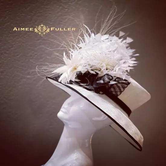 Aimee Fuller Black White Kentucky Derby Hat Big Del Mar Races Royal Ascot Hat