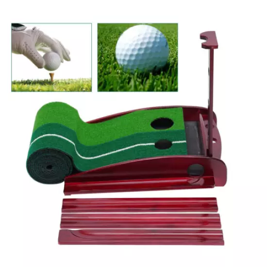 Golf Practice Putting Exerciser Small & Large Hole Design Auto Return+Rod Stand 