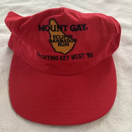 Mount Gay Rum Bardados Hat Cap Strap Back Key West 1995 Red Adjustable