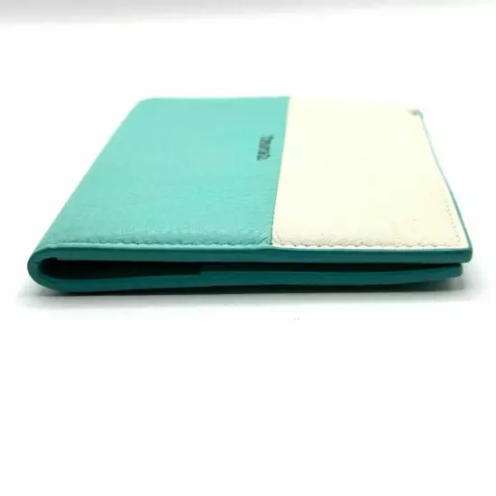 Tiffany & Co Italy White + Blue Leather Passport Cover Used