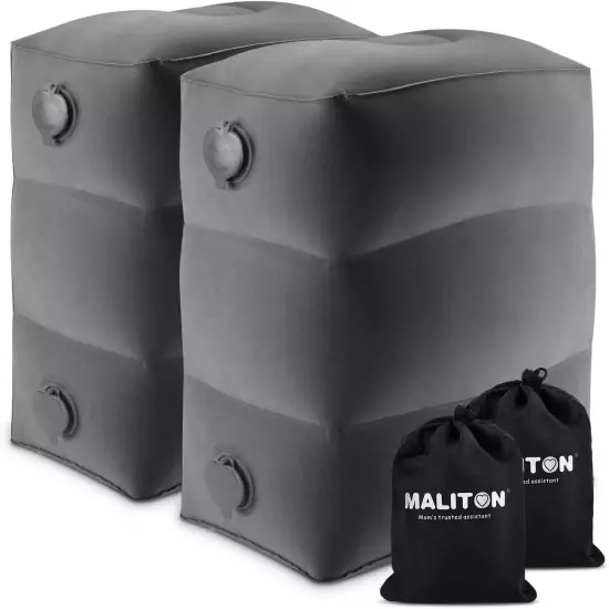 Maliton 2 pk Inflatable Foot Rest Pillows Travel Pillows Grey