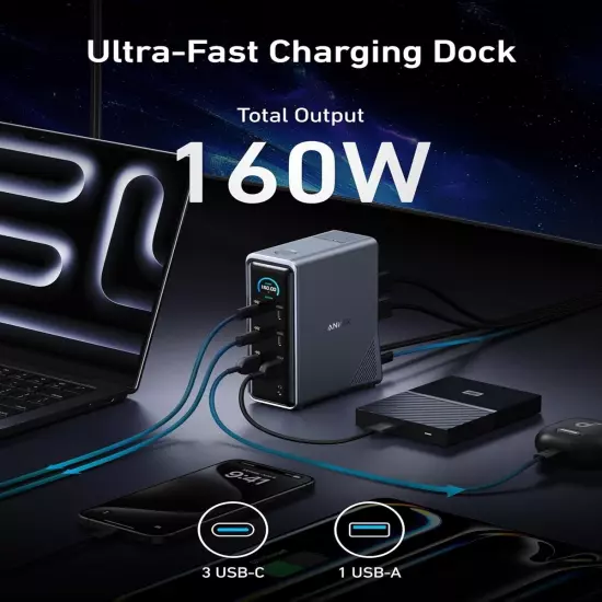 NEW Anker Prime 14-in-1 Dual 4K HDMI Charging 160W GAN Ethernet Audio USB-C Dock