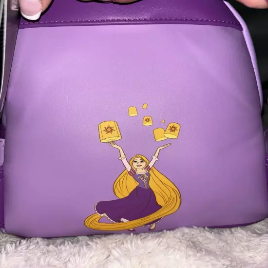 Loungefly Disney Tangled Princess Rapunzel Lenticular Mini Backpack Purple Flynn