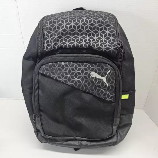 Puma Backpack Back To School Bag Black Lime Green Padded Multi Pocket Travel Gym