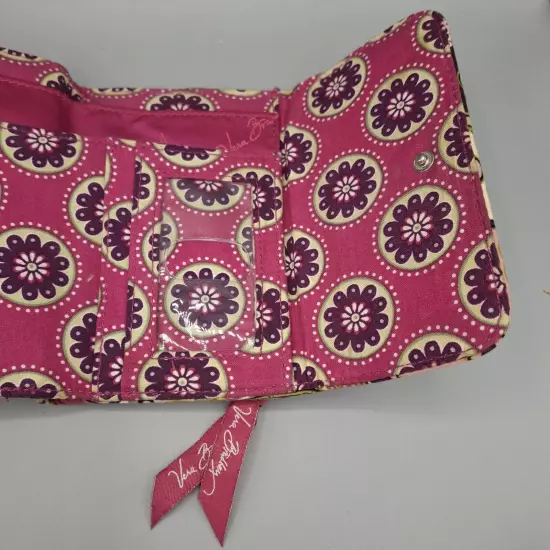 Vera Bradley Very Berry Paisley Tri-Fold Wallet, Zippered Pocket