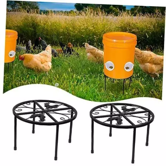 2-Pack Metal Stands for Chicken Feeder Waterer, Round Iron Stand with 4 Legs 