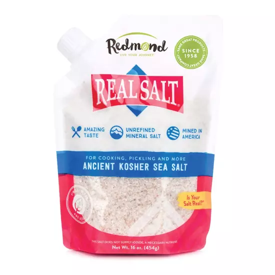 Redmond Real Sea Salt Natural Unrefined Gluten Free Kosher16 Ounce Pouch1 Pack