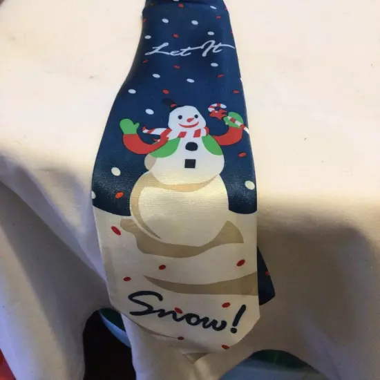 Let It Snow Snowman Musical Jingle Bells Polyester Tie Necktie