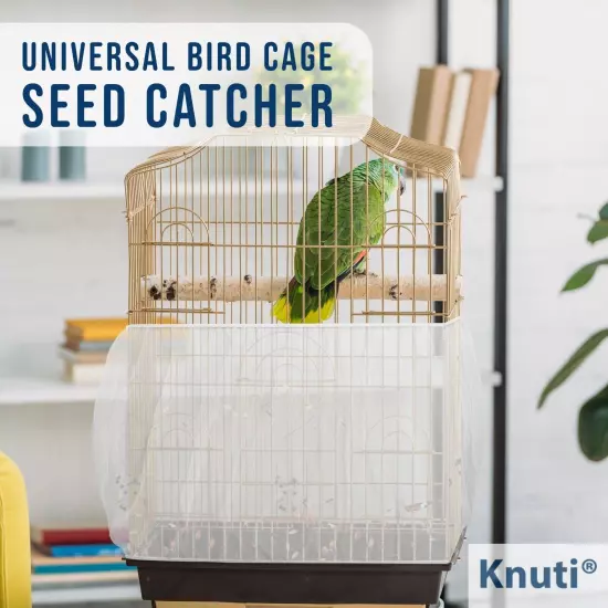 Bird Cage Seed Catcher Guard Net Cover Mesh Net Cover Parrot 55" to 100" - White