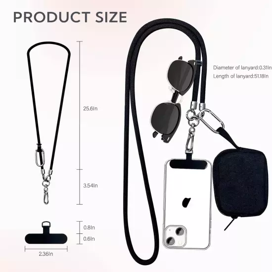 Cell Phone Lanyard, Universal Crossbody Patch Phone Lanyards,2× Phone Patches,Ny