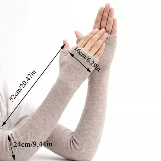 Men Women Long Half Finger Fingerless Gloves Arm Hand Warmer Thickened Mittens