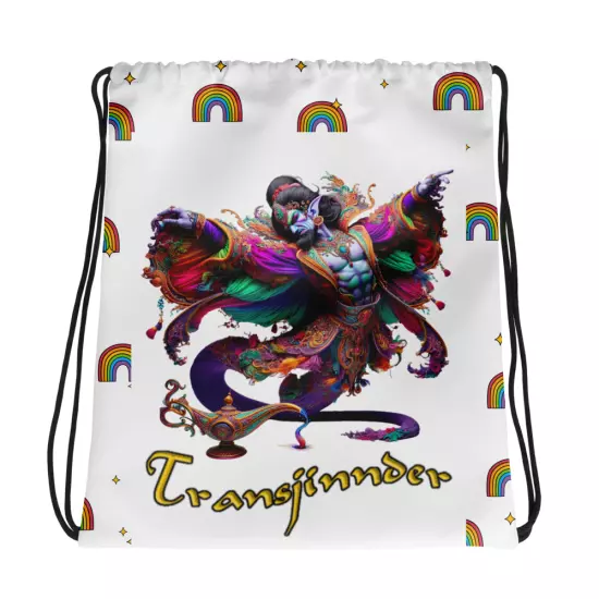 TransJinnder Genie Jinn Funny Gender Identity Rainbows & Sparkles Drawstring Bag