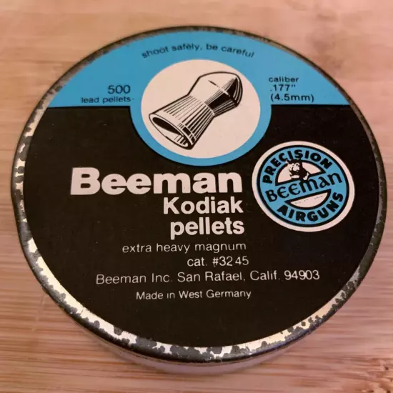 Beeman BEAR .177 cal 4.5 mm Airgun Pellets BOX 4 NIB 500 Count Cans 1000 pellets