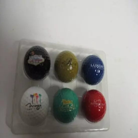 6 Las Vegas Resort Hotel Golf Balls MGM Grand Mirage Luxor Mandalay Bay Bellagio