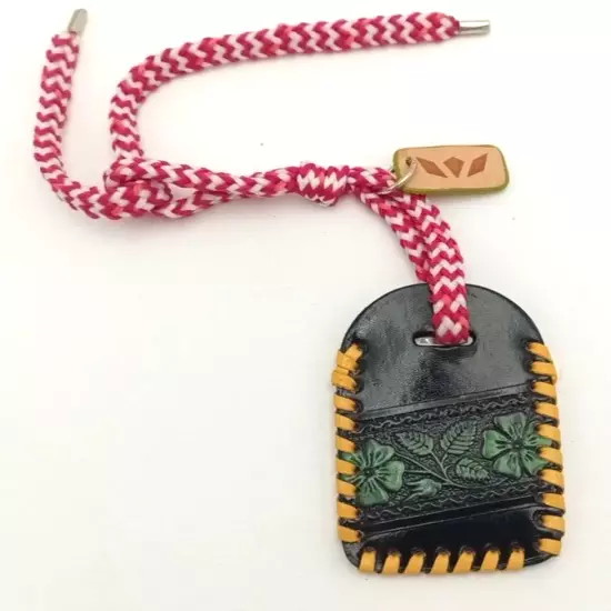 Consuela Maren Leather Luggage Tag - Green and Yellow