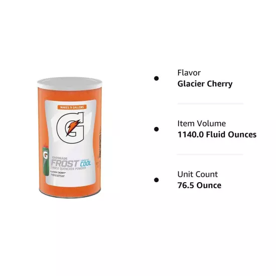 Gatorade Thirst Quencher Powder Glacier Cherry 76.5 oz Canister