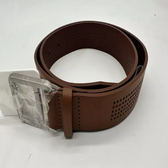 NEW Lacoste Men's Perforated Leather Belt Brown Size 32 FREE Shipping