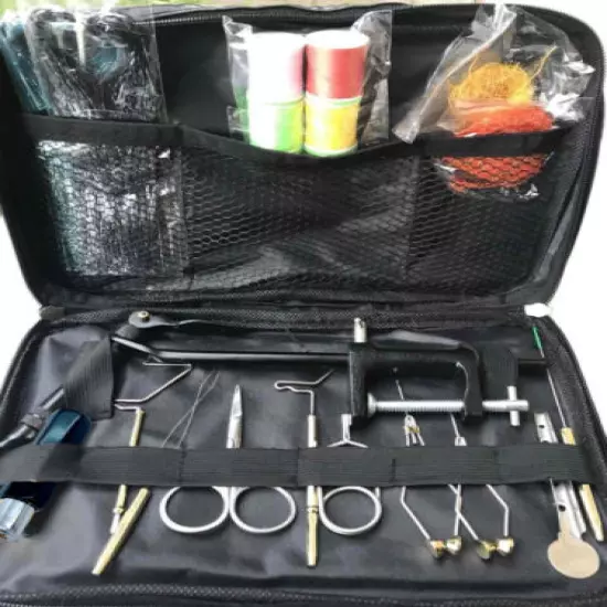 Fly Tying Kit with Vise, Whip Finisher, Plier, Bodkin, Many Tools