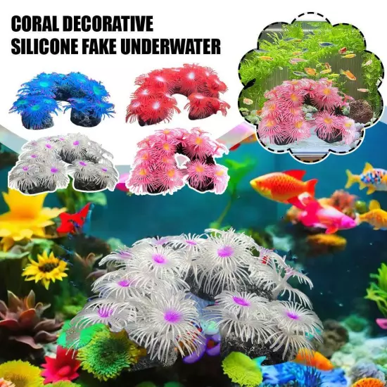 Artificial Silicone Coral Reef Aquarium Fish Tank Ornament Landscapin Home Deco'