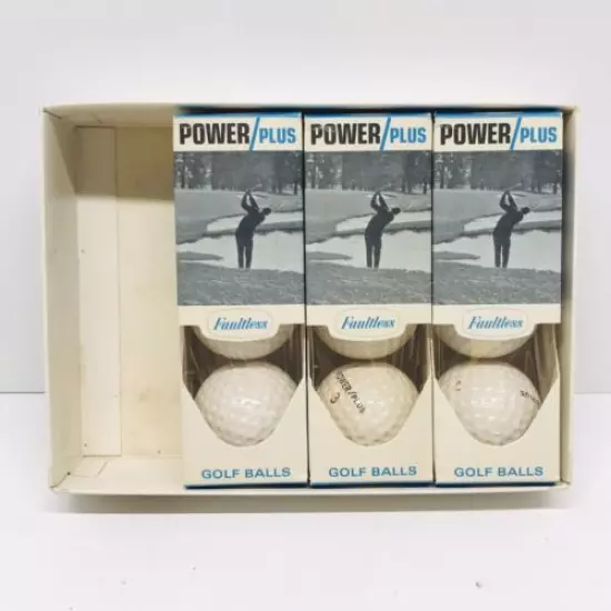 VTG 1960s Faultless POWER/PLUS Golf Balls Lot Of 3 Packs (9 Balls) Abbot Labs OH