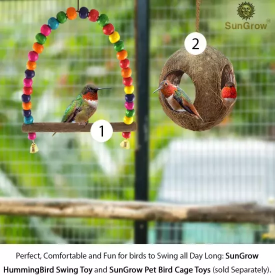 Colorful Parakeet Swing Toy with Bells Cockatiel Lovebird Budgie Wooden Perch