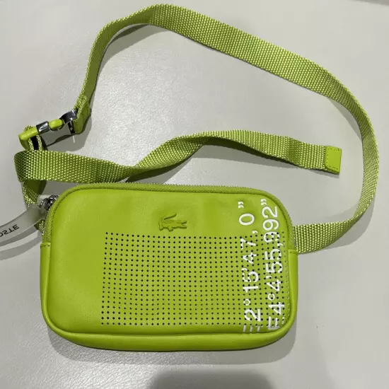 LACOSTE Leather Lime Neon Waist Bag