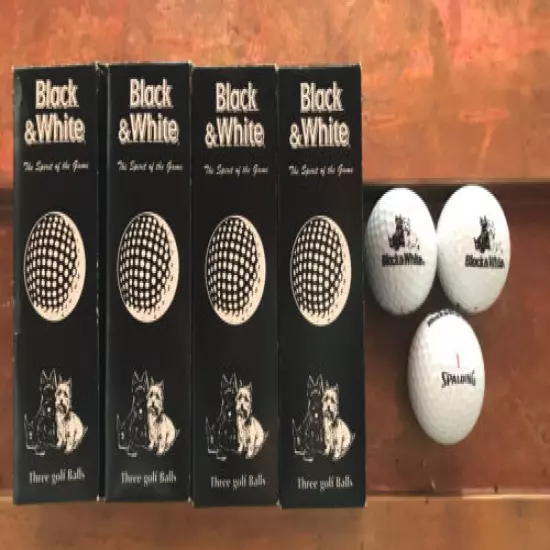 Spalding Vintage Golf Balls: Black & White: 4 Sleeves