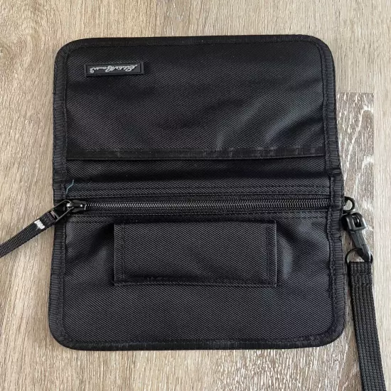 Eddie Bauer Black Connect Travel Wallet Zip Closure Strap